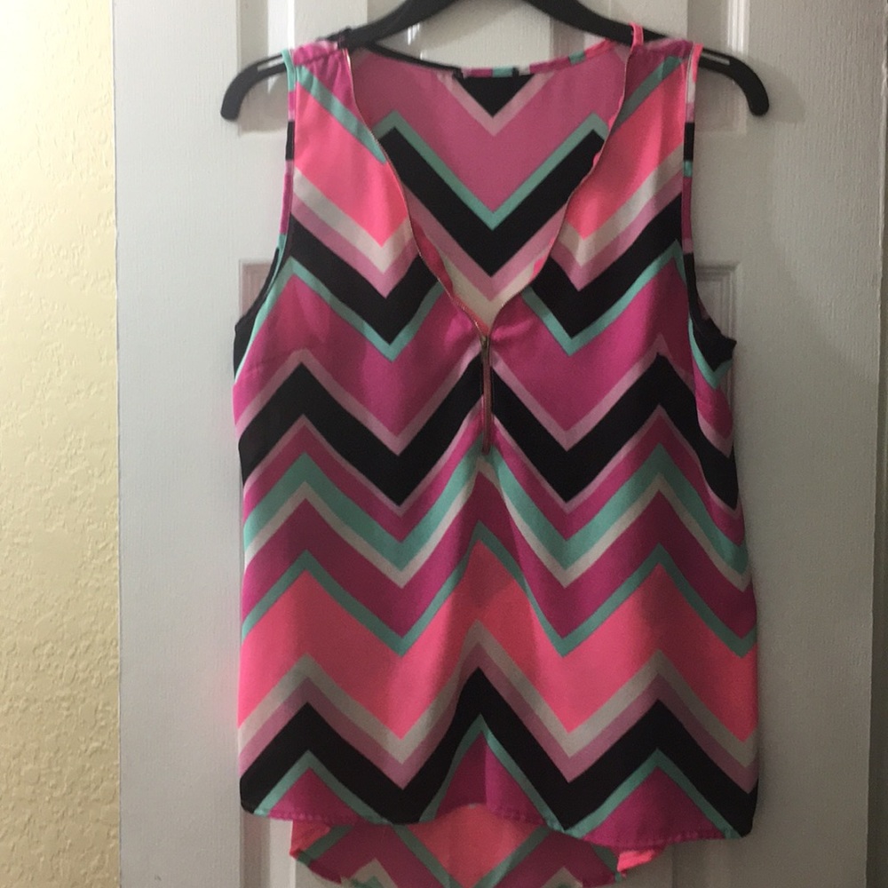 Front Zipper striped top